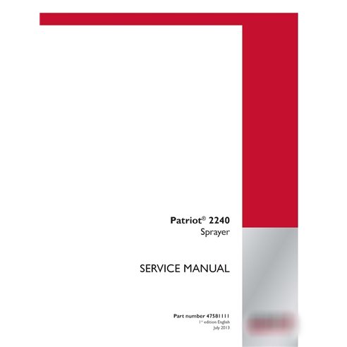 Case Patriot 2240 sprayer pdf service manual  (47581111)