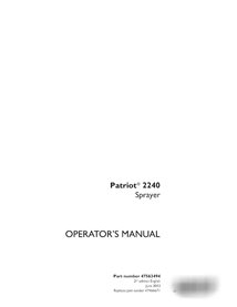 Case Patriot 2240 sprayer pdf operator's manual  (47563494)