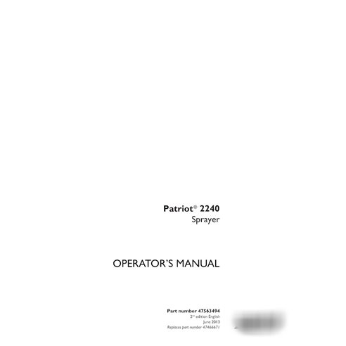 Case Patriot 2240 sprayer pdf operator's manual  (47563494)
