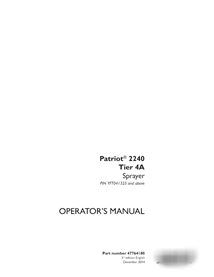 Manuel d'utilisation du pulvérisateur Case Patriot 2240 Tier 4A PIN YFT041325 (47764180)