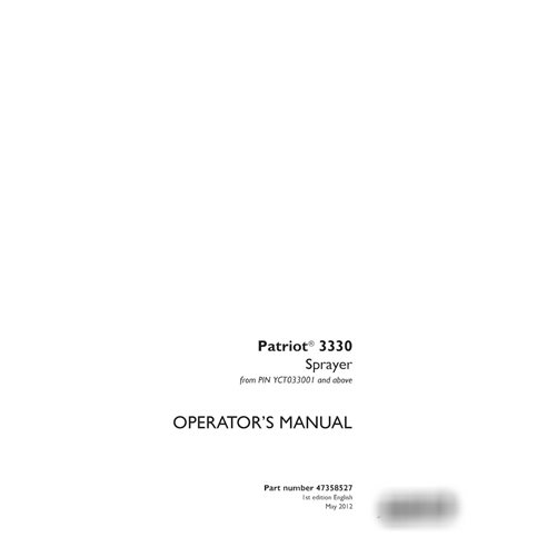 Case Patriot 3330 PIN YCT033001- sprayer pdf operator's manual  (47358527)