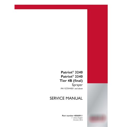 Manuel d'entretien PDF du pulvérisateur Case Patriot 3240, 3340 PIN YGT044001 (48068911)