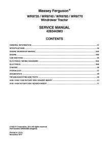 Massey Ferguson WR9735, WR9740, WR9760, WR9770 Manuel d'entretien pdf de l'andaineuse automotrice - Massey-Ferguson manuels -...