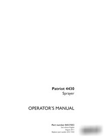 Manuel d'utilisation du pulvérisateur Case Patriot 4430 (84537053)