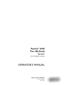 Manuel d'utilisation du pulvérisateur Case Patriot 4440 PIN YETT040001 (47442271)