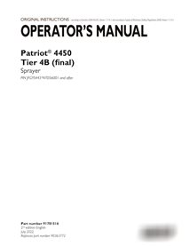 Manual do operador do pulverizador Case Patriot 4450 PIN xNT056001 em PDF (91781516)