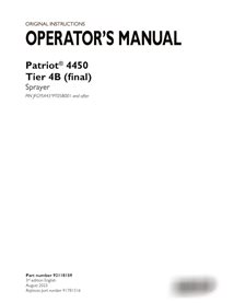 Manual do operador do pulverizador Case Patriot 4450 PIN xPT058001 em PDF (92118159)