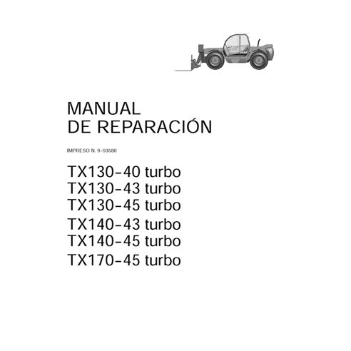 Manuel d'entretien PDF pour chariot télescopique Case TX130-40/43/45, TX140-45, TX170-45 Turbo (ES 9-93680)