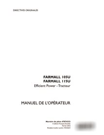 Manual do operador do trator Case Farmall 105U, 110U em PDF FR (47874333)