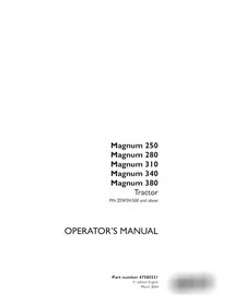 Case Magnum 250, 280, 310, 340,  380 PIN ZERF04500- tractor pdf operator's manual  (47585531)