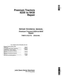 TM8079 John Deere 6230, 6330, 6430 Premium tractor repair technical manual (TM8079)