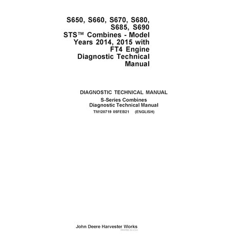 TM120719 Manuel technique de diagnostic des moissonneuses-batteuses John Deere S650, S660, S670, S680, S685, S690 STS MY14-15...