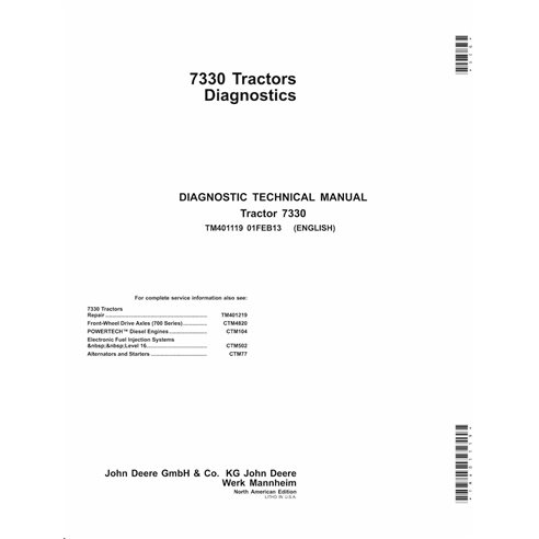 TM401119 Manual técnico de diagnóstico do trator John Deere 7330 (TM401119)