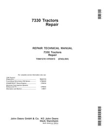 TM401219 Manuel technique de réparation du tracteur John Deere 7330 (TM401219)