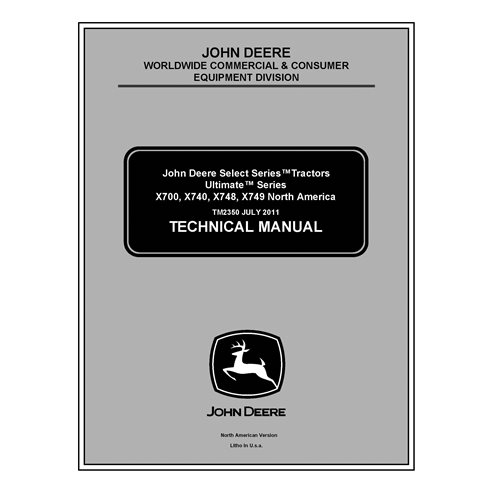 TM2350 Manual técnico completo do trator utilitário compacto John Deere X700, X740, X748, X749 (TM2350)