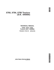 TM122819 Manual técnico del tractor utilitario compacto John Deere X750, X754, X758 - todo incluido (TM122819)