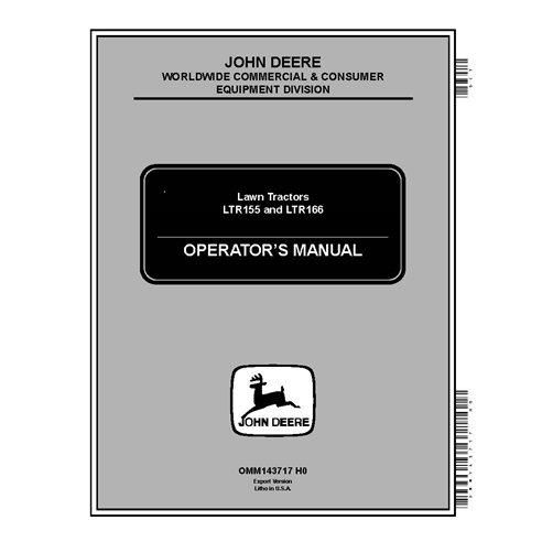 JD-OMM143717 Manual do operador do trator utilitário compacto John Deere LTR155, LTR166 (OMM143717)