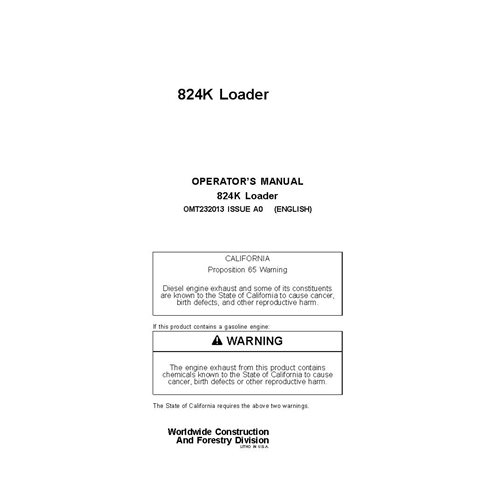 JD-OMT232013 John Deere 824K wheel loader operator's manual (OMT232013)