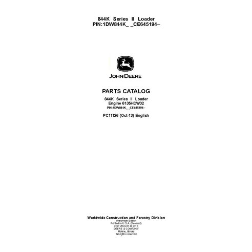 JD-PC11126 John Deere 844K Series 2 PIN CE645194– wheel loader parts catalog (PC11126)