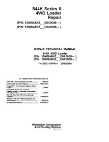 TM12120 Manual técnico de reparo da pá carregadeira de rodas John Deere Série 844K, PIN 64200 (TM12120)