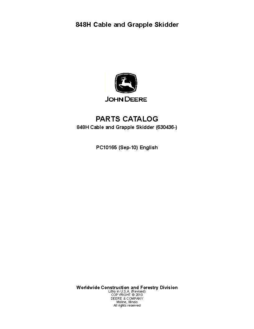 Catálogo de peças do trator de esteira John Deere 844H SN 630436 (PC10165)