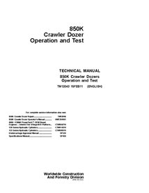 John Deere 850K crawler dozer operation & test technical manual  (TM12043)