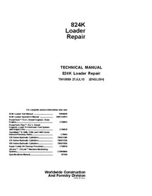 Manual técnico de reparación de la cargadora de ruedas John Deere 824K (TM10698)
