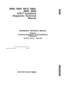 TM133319 Manual técnico de diagnóstico da colheitadeira John Deere S650, S660, S670, S680, S685, S690 STS SN 785000 (TM133319)