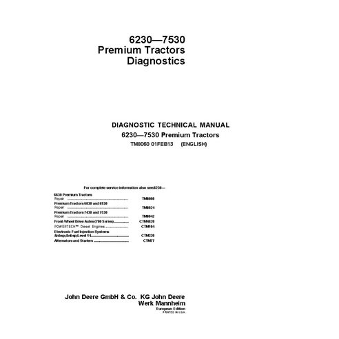 TM8060 Manuel technique de diagnostic pour tracteurs John Deere 6230 - 7530 Premium (TM8060)