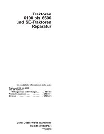 TM4485-DE John Deere 6100, 6200, 6300, 6400, 6506, 6600 tractor repair technical manual DE (TM4485)