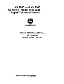 TM180119 Manual técnico de reparo da colheitadeira John Deere X9 1000, X9 1100 (TM180119)