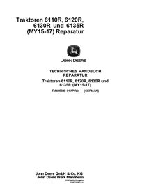TM406829 Manuel technique de réparation des tracteurs John Deere 6110R, 6120R, 6130R, 61345R MY15-17 DE (TM406829)