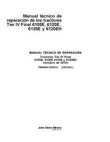 TM608663 Manual técnico de reparación de tractores John Deere 6105E, 6120E, 6135E, 6105EH, 6120EH Tier IV ES (TM608663)