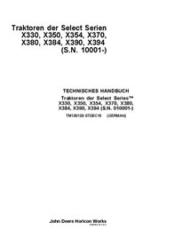TM138129 John Deere X330 - X394 SN 10001-100000 lawn tractor technical manual - all inclusive DE (TM138129)