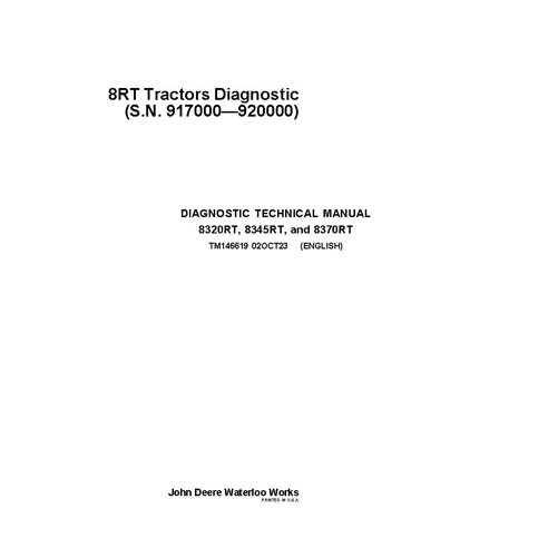 TM146619 Manual técnico de diagnóstico do trator John Deere 8320RT, 8345RT, 8370RT SN 917000-920000 (TM146619)