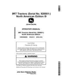 OMRE595605 Manual do operador do trator John Deere 9470RT, 9520RT, 9570RT SN 920001-921000 (OMRE595605)
