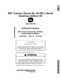 OMRE596897 Manual do operador do trator John Deere 9470RT, 9520RT, 9570RT SN 921001 - (OMRE596897)