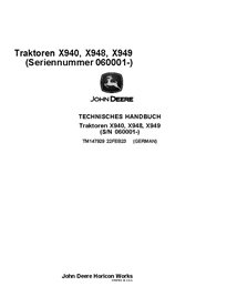 TM147929 Manual técnico completo para tratores de grama John Deere X940, X948, X949 SN 60001 - DE (TM147929)