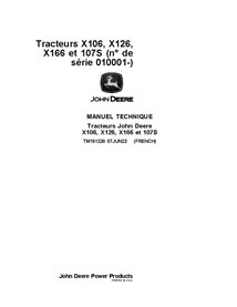 TM151228 Manual técnico completo para tratores de grama John Deere X106, X126, X166, 107S (TM151228)