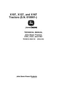TM166319 Manual técnico completo para tratores de grama John Deere X107, X127 e X167 (TM166319)