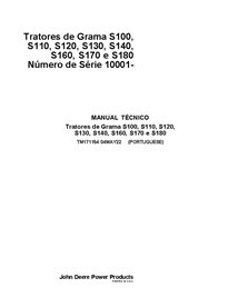 TM171154 Manual técnico completo do trator de grama John Deere S100 - S180 PT (TM171154)