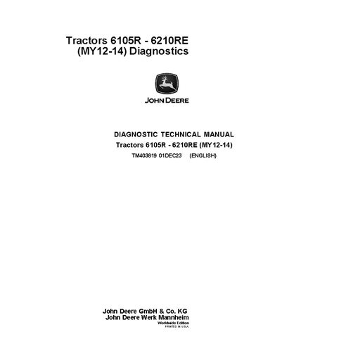 TM403819 Manual técnico de diagnóstico del tractor John Deere 6105R - 6210RE MY12-14 (TM403819)