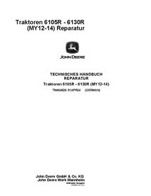 TM404529 Manual técnico de reparação do trator John Deere 6105R, 6115R, 6125R, 6130R MY12-14 DE (TM404529)
