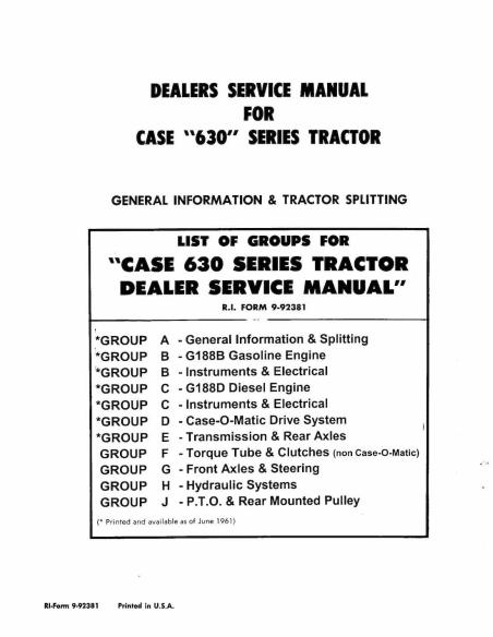 CASE-9-92381 Manuel d'entretien PDF du tracteur Case IH 630