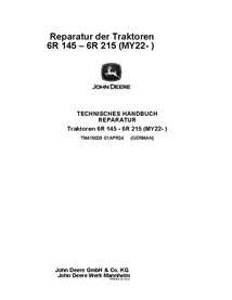 TM415029 Manual técnico de reparación de tractores John Deere 6R 145, 6R 155, 6R 165, 6R 175, 6R 185, 6R 195, 6R 215 MY22 (TM...