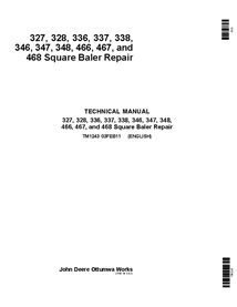 TM1243 Manual técnico de reparación de empacadoras de balas cuadradas John Deere 327-348, 466-468 (TM1243)