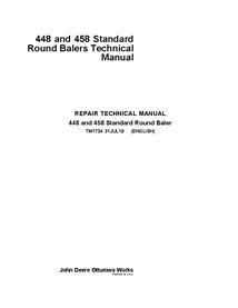 TM1734 Manual técnico de reparo da enfardadeira padrão John Deere 448, 458 (TM1734)