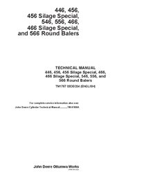 TM1767 Manual técnico de reparo da enfardadeira de fardos redondos John Deere 446, 456, 466, 546, 556, 566 (TM1767)