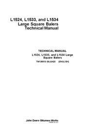 TM136819 Manual técnico completo da enfardadeira de fardos quadrados grandes John Deere L1524, L1533 e L1534 (TM136819)