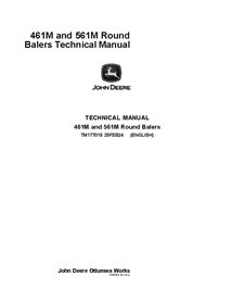 TM177019 Manuel technique complet pour presses à balles rondes John Deere 461M et 561M (TM177019)